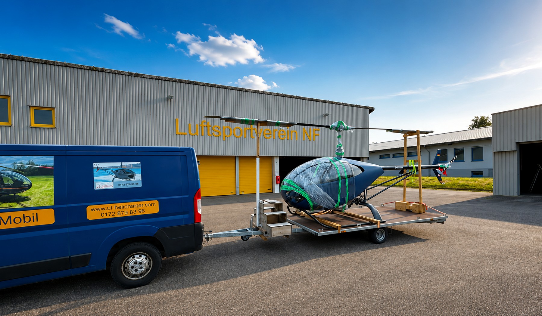 HC-02 Transport mit UL Heli Charter Servicefahrzeug